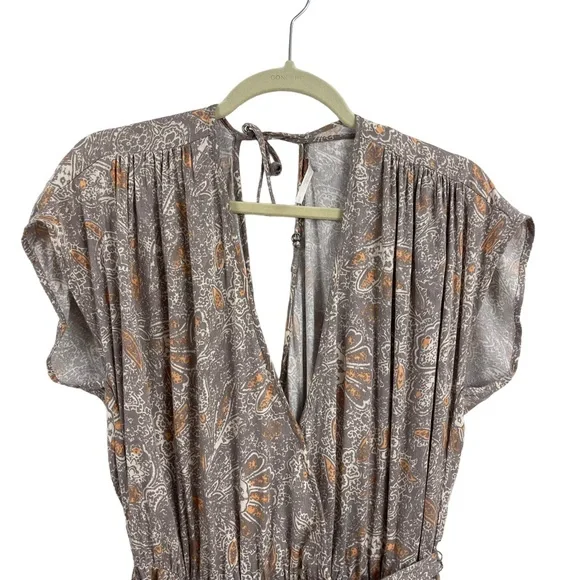 Free People Universal Love Paisley Surplice Open Back Boho Jumpsuit Sz. …